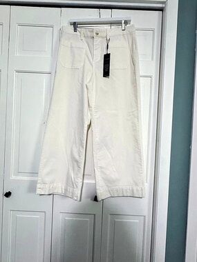 Liverpool Los Angeles Wide Leg Crop Pants in White Size 14W NWT